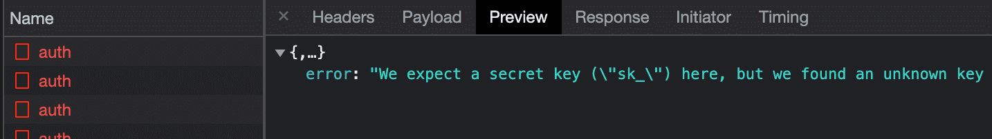API error response