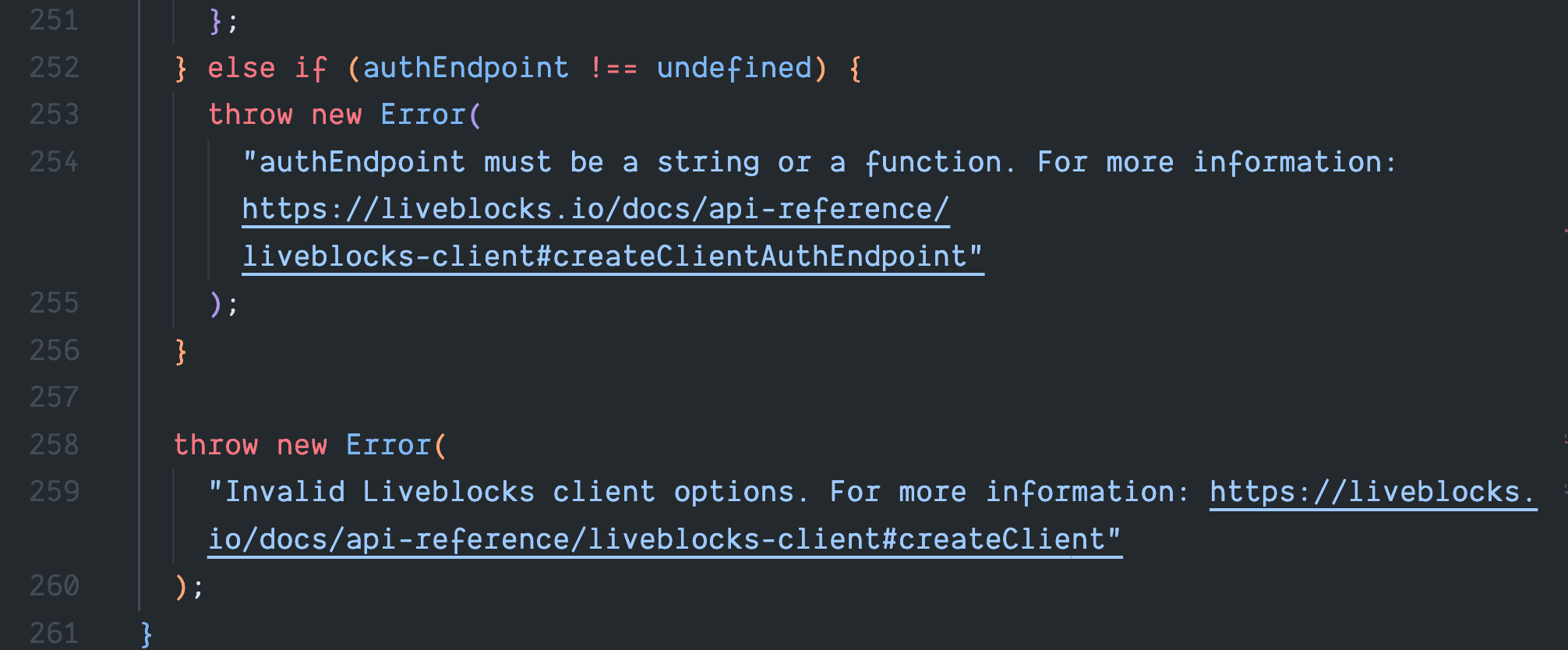 Doc links in Error